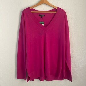 Banana Republic Merino Wool Lightweight Vneck Long Sweater Pink - Valentines Day